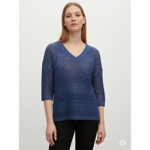 Pink Rose V Neck front/back Loose Knit Sweater Small 90's Layering Y2K Double V